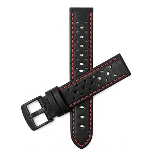 Image of Bandini Mens Leather Watch Band Strap, Vented, Racer, GT Rally, Stainless Steel Buckle, 10 Colors - 18mm, 20mm, 22mm, 24mm (Many sizes also come in Extra Long XL)