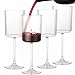 Ciaell 12 PCS Plastic Ribbed Wine Glasses - 10 OZ Plastic Square Wine Glasses with Stem - Disposable Champagne Cups for Parties & Weddings & Party