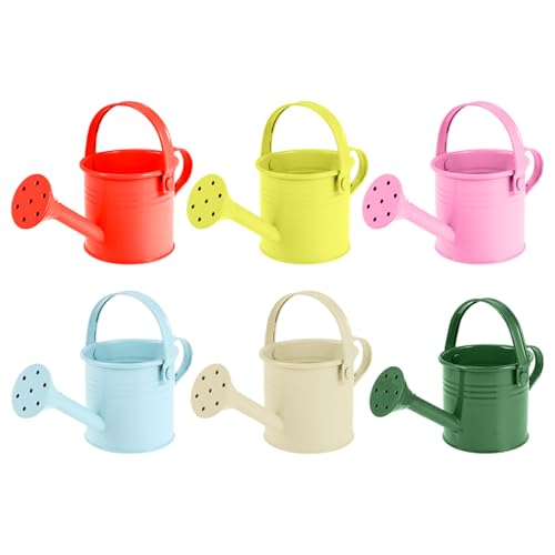 Veemoon Regaderas para Niños, 6 Unidades, de Metal, para Plantas de Exterior, Pequeñas, con Asa, para Jardinería, para Jardín, Suculentas Y Uso Doméstico, 14 X 7 X 7 Cm.