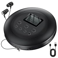 Gueray Tragbarer CD Player Tragbar CD Players Kinder CD-Player HiFi Discman mit Kopfhörer LCD-Display Unterstützung ASP PROG Speicherfunktion Repeat-Funktion BASS Effet Schwarz