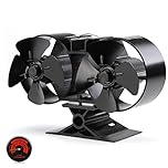 CRSURE Log Burner Fan 8 Blades Silent Operation Double Motors Stove Fans Heat Powered Wood Burner Fan for Wood Burning Stove Fireplace Accessories Tools