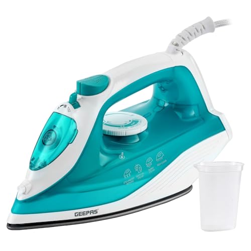 GEEPAS Steam Iron | Clothes Dry & Steam Press | 35s Fast Heat-Up, Vertical Steaming | Nonstick Soleplate & Adjustable Temperature | 210ml Water Tank with 0.5g/Steam Output | 2 Year Warranty 1750W Blue