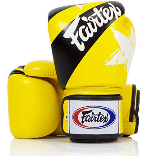 Image of Fairtex Boxing Kickboxing Muay Thai Style Sparring Gloves Training Punching Bag Mitts (8 oz, Yellow /Black)