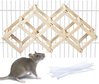 Wooden Rat Climbing Toys, Natural Pet Rat Cage Accessories Climbing Ladder, Fancy Rats Enrichment Toy Activities, Hanging Rodent Toys for Pet Rats in Cage Playing Chewing (M, 1pc)
