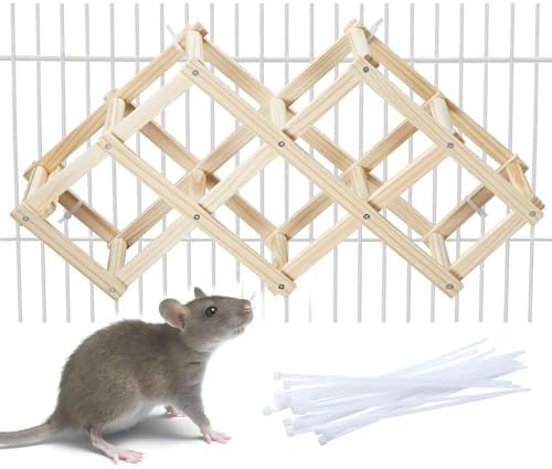Jevnd Wooden Rat Climbing Toys, Natural Pet Rat Cage Accessories Climbing Ladder, Fancy Rats Enrichment Toys Activities, Hanging for Pet Rats in Cage Playing Chewing (M, 1pc)
