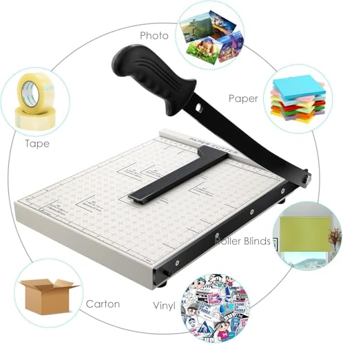 Image of Canoff Paper Cutter, A4 Paper Trimmer 12 inch Cut with Automatic Hand Safeguard and Side Ruler for Scrapbooking, Coupon, Craft Paper, Cardstock, Label and Photo (A4 Paper Trimmer 12 inch White)