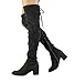 DREAM PAIRS Women's Laurence Over The Knee Thigh High Chunky Heel Boots Long Stretch Sexy Fall Boots,Size 8,Black,LAURENCE