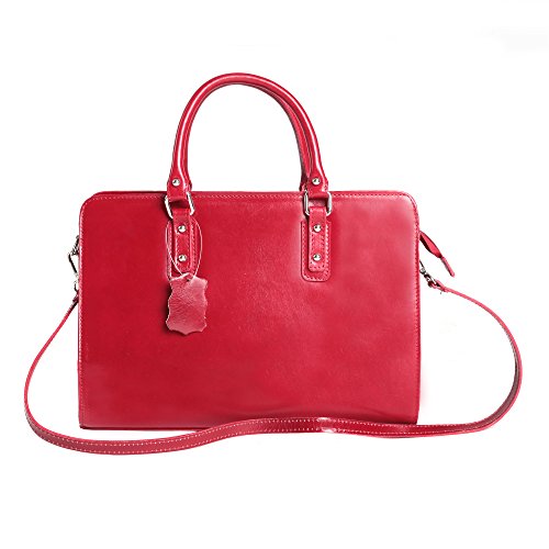 Chicca Tutto Moda di Diddi Alberto - Maletín en de piel italiana, para mujer, fabricado en Italia, 35u00a0x 26u00a0x 11u00a0cm, color Rojo, talla talla únican