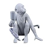 JUOPTGJ Vintage Monkey Table Lamp,，Resin Monkey Desk Lamp，Table Top Bar Light Fixture，Monkey Decor Table Lamp E26 for Dining Living Room Bedroom Bar Cafe (White)