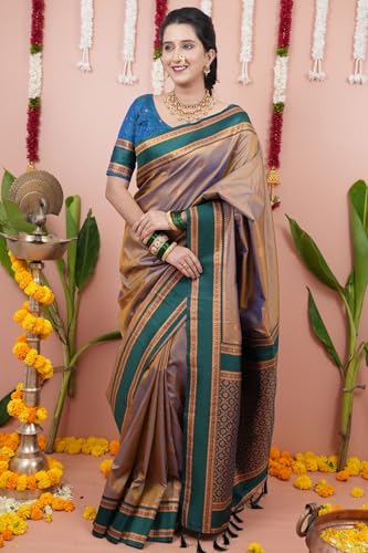 Image of SGF11 Women's Kanjivaram Pure Soft Silk Saree With Unstitched Blouse Piece
