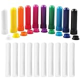 EIHI 10 Stück Riechstifte für ätherische öle, Nachfüllbarer Inhalator Stick, Gute Hygroskopizität Naseninhalator Stift Riechstäbchen mit Docht (10 Farben)