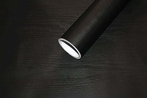 image for F&U Black Wood Grain Wall Paper Vinyl Self Adhesive Shelf Liner Coveri