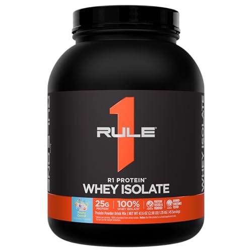 Image of Rule 1 Proteins R1 Protein Whey Isolate, Fruity Cereal, 45 Servings | 25g of Protein from Whey Isolates and Hydrolysate isolates for Workout Recovery and anytime use