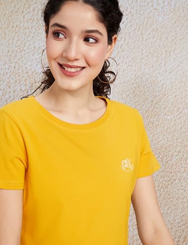 Image of Amazon Brand - Symbol Women Cotton Stretch Regular Fit Round Neck Half Sleeve T-Shirt (Available in Plus Sizes)