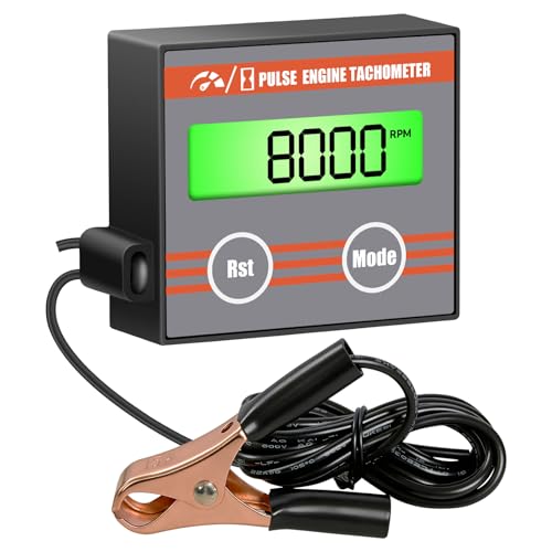 Compte Tour Moto, Adapté aux Petits Moteurs 2 Temps/4 Temps. Tachymètre Numérique avec Fonction de Vision Nocturne, Adapté aux Tronçonneuses, Tondeuses à Gazon et...