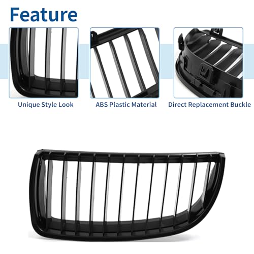 sourcing map Front Upper Hood Bumper Grille Grill for BMW 325i E90 E91 2005-2008 Front Left Right Upper Bumper Kidney Grille Grill Signal Slat Matte Black Pair - Image 3