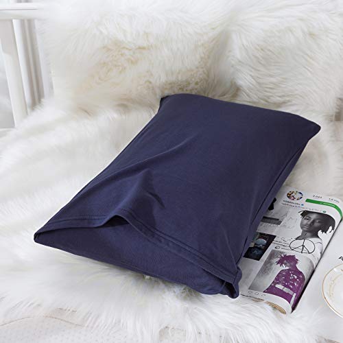 Image of Household Cotton Jersey Knit Pillowcases, Soft and Breathable Travel Pillow Cases with Envelope Closure, 13 inch x 18 inch 2 Pack (Navy Blue)