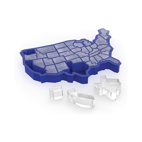 True Zoo U Ice of A BPA-Free Silicone Ice Cube Tray, USA Ice Mold, Novelty Ice July 4th Party Supplies, Dishwasher Safe, Blue, 38 Cubes Cover