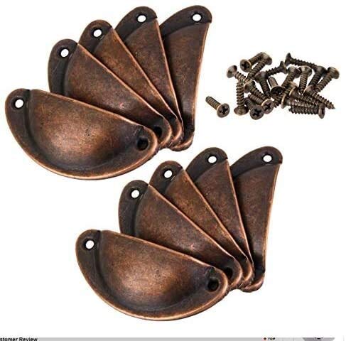 Manijas retro de alta gama en cobre con diseño de concha para doble puerta