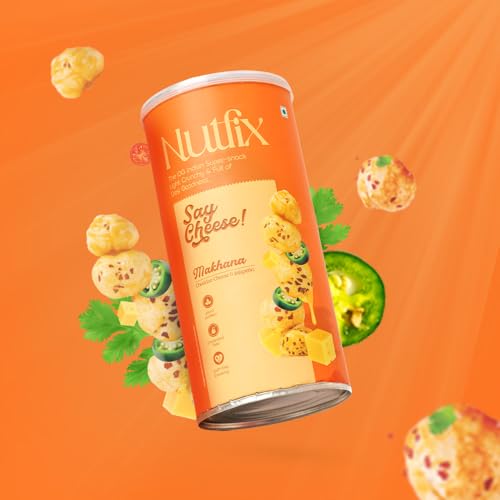 Image of Nutfix Best of Nutfix Roasted Makhana Combo Pack of 4 (300g) | Himalayan Salt & Pepper, Cheddar Cheese Jalapeno, Fiery Peri Peri & Tangy Tomato | Crunchy Phool Makhana Fox Nuts | Assorted Savoury Snacks