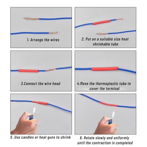 Image of ElectroSea Large 20 Cm Each Heat Shrink Tube Set, 100 Pieces Multicolor Polyolefin Tubing Kit, 1-12mm Assorted Sizes for Wire Protection, Cable Repair, Metal Insulation
