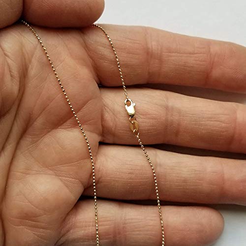Jewelstop 14K Solid Yellow Gold 1 Mm Diamond-Cut Bead Chain Necklace, Lobster Claw - 24 Inches, 2.3Gr. #TOP4