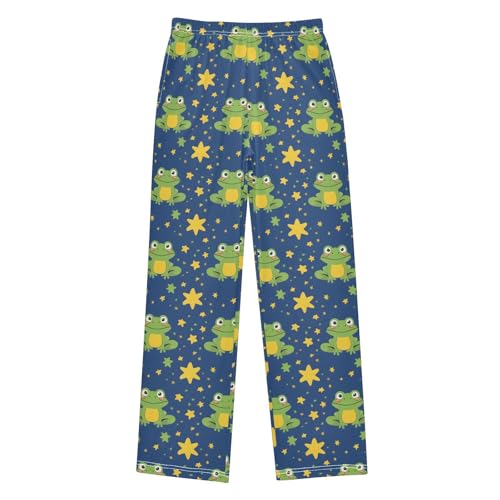 Pajama Pants Frogs and Yellow Stars PJ Bottoms Sleepwear Lounge Sleep Pant with Pockets - Main Image
