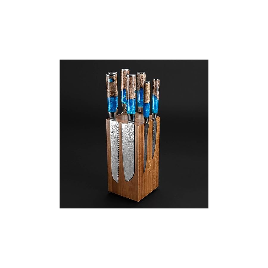 SENKEN-8-Piece-67-Layer-Damascus-Steel-Kitchen-Knife-Set-Tsunami-Collection-7-Piece-Chef-Knife-Set-with-Rotating-Knife-Block SENKEN 8-Piece 67-Layer Damascus Steel Kitchen Knife Set - "Tsunami" Collection - 7-Piece Chef Knife Set with Rotating Knife Block