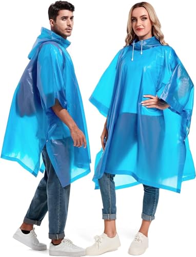 Image of ORILEY EVA Raincoat Poncho 70 GSM with Adjustable Hood Full Sleeves Knee Length Unisex Universal Size Water Resistant Outdoor Rainwear for Bike Riders Men and Women (Pack of 1, Blue)