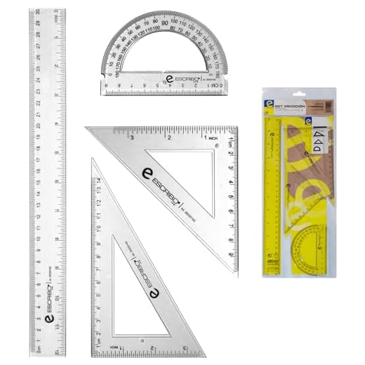Pack Escolar Regla, 2 Escuadra y Cartabón para uso Escolar o Dibujo Técnico, Juego Kit Material Escolar Profesional apto para Cualquier Ámbito Primaria, Bachilletaro, Universidad