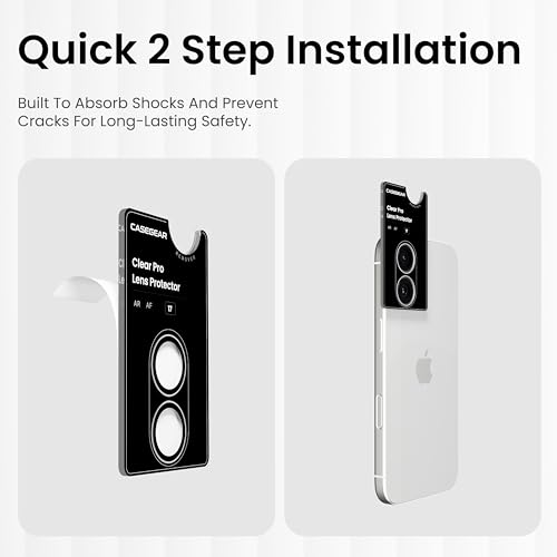 Image of CASEGEAR Clear Pro Camera Lens Protector Compatible With iPhone 17 | HD Clarity | Scratch Resistant | Complete Coverage | Easy Installation | Silver