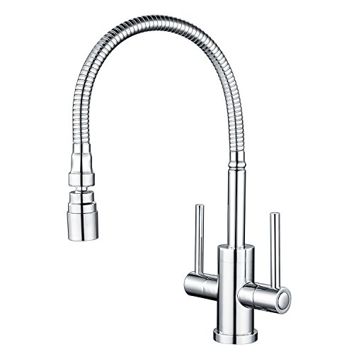 Hapilife Modern Kitchen Sink Mixer Tap with Flexible Spray Dual Lever Chrome