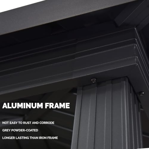 Image of PURPLE LEAF Grill Gazebo Hardtop 6.5' x 12' Aluminum Side Shelves, Gray