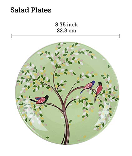 Bico Bird On Tree Ceramic 12 Pcs Dinnerware Set, Service For 4, Inclusive Of 11 Inch Dinner Plates, 8.75 Inch Salad Plates And 26Oz Cereal Bowls, For Party, Microwave & Dishwasher Safe #TOP3