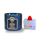 Sweater Weather - White Barn-Bath/Body Work- 3-Wick Scented Candle 14.5 OZ Burns 25-45 Hours and Strawberry Cake soap (Label Artwork Varies)