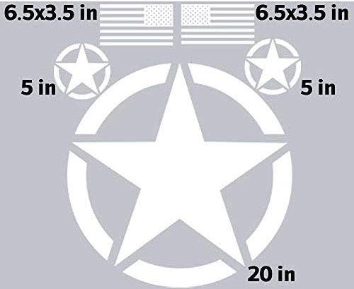 G0002 - Hood Military Star Decal KIT - Custom Designed for use on - Jeep Wrangler Roxor Cherokee Compass Patriot & More (White)