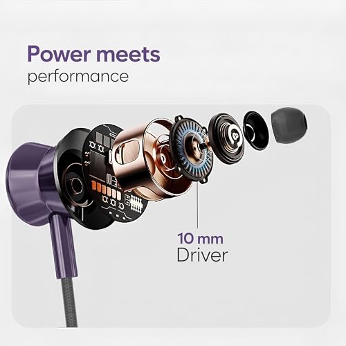 Image of Bluetooth Neckband Earphones, 28H+ Playtime, Bluetooth 5.4, 10mm Driver, IPX4 Splash Resistant (Purple)