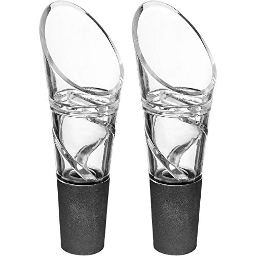 Southern Homewares Wine Aerator Set of 2, Universal Fit Glass Wine Aerator Pourer Spout for Red Wine, 3.75 x 3.68 x 1.25 Inches, Wine Areator Oxygenator with Elegant Design