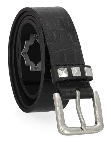 Harley-Davidson Women's Croco Embossed Open Bar & Shield Leather Belt, Black2