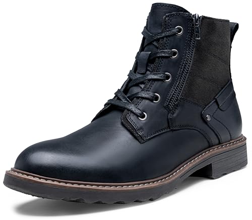 Image of Vostey Mens Boots Motorcycle Casual Boots for Men Zipper Fashion Chukka Boots Mens