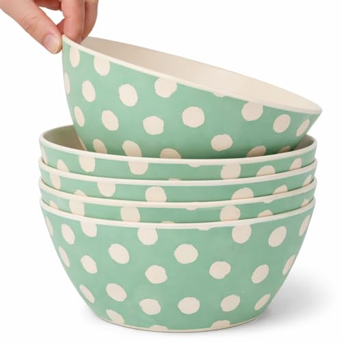 Bamboo Bowls Set of 4 – 6 Inch 20oz Toddler Bowl & Kids Bowls –Durable Kid Dishes and Snack Bowls for Kids –BPA Free, Lightweight, Dishwasher Safe, Non-Microwavable Toddler Bowls & Plates (Sage)