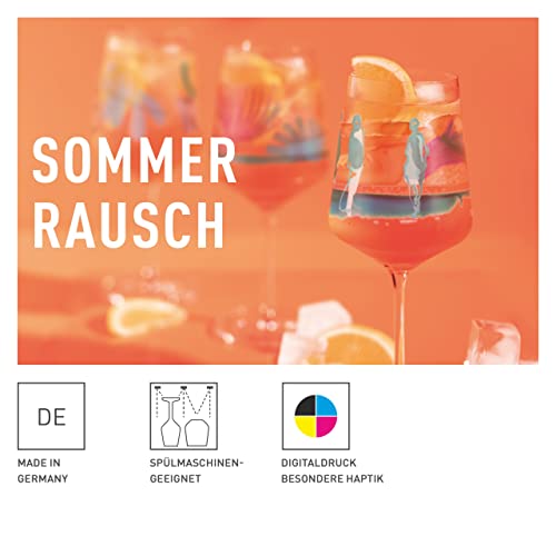 Foto von RITZENHOFF 6051003 Aperitif-Glas 4er-Set 500 ml - Aperizzo-Gläser, Motiv bunt - Serie Sommerrausch - Made in Germany, Orange, Blau, Weiß