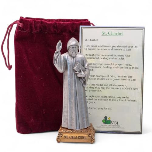 Estatua de San Charbel de peltre de 4.5 pulgadas miniatura 2
