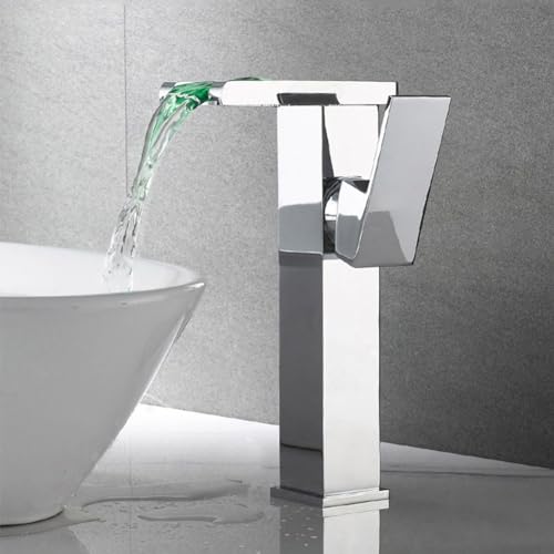 Lavabo de baño LED con grifo de cascada moderno LWX 4