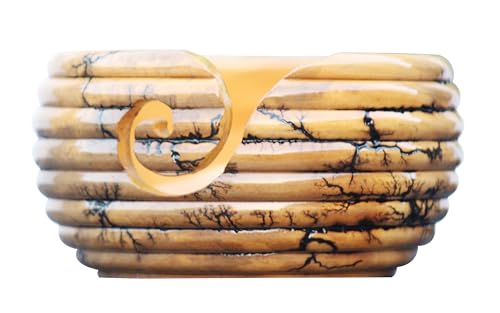 Image of Wooden Yarn Bowl for Knitting, Handmade Knitting Wool Storage Basket, Yarn Holder Storage Bowl for Prevent Slipping, Perfect Yarn Bowl for Crocheting (Large)