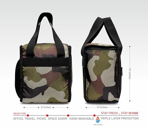 Image of Sfane Insulated Lunch Bag - Compact, Easy Wash, Smooth Zipper & Lightweight - Tote Bag & Container, Tiffin Bag for Men, Women, Adults (Mulicolor)