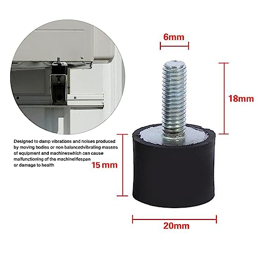 Samfox Gummilager m6 Silent Block Gummihalterungen - 4 Stück M6 Anti-Vibrationsdämpfer Gummilager Stoßdämpfer Anti Vibration Silent Block Bobbins (VD20 15 M6 18)