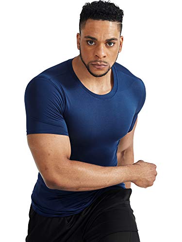 Camiseta masculina de corrida Cadmus para treino de compressão, 5011# Navy Blue & Blue & Red,pack of