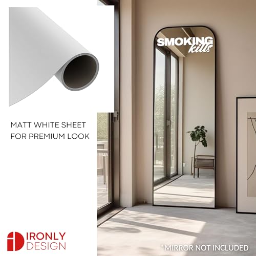 Image of Sticker for Glass & Mirrors| Minimal Vinyl Decal for Bedroom Bathroom & Cafe | Self-Adhesive Waterproof Quote Aesthetic Mirror Sticker | No Mirror Included (Smoking K*lls, Large, Matt White)