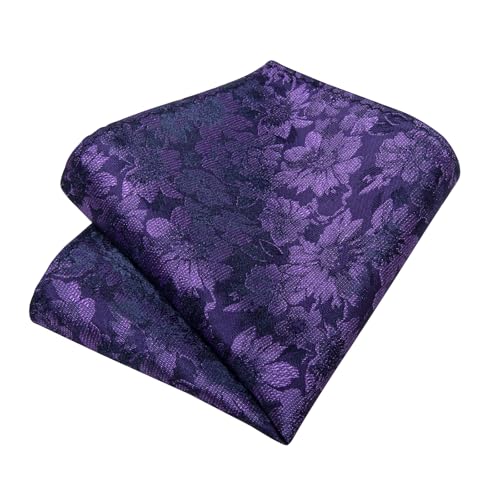 Image of DiBanGu Mens Paisley Tie Sets Silk Jacquard Woven Floral Necktie and Pocket Square Cufflinks Wedding Business Party